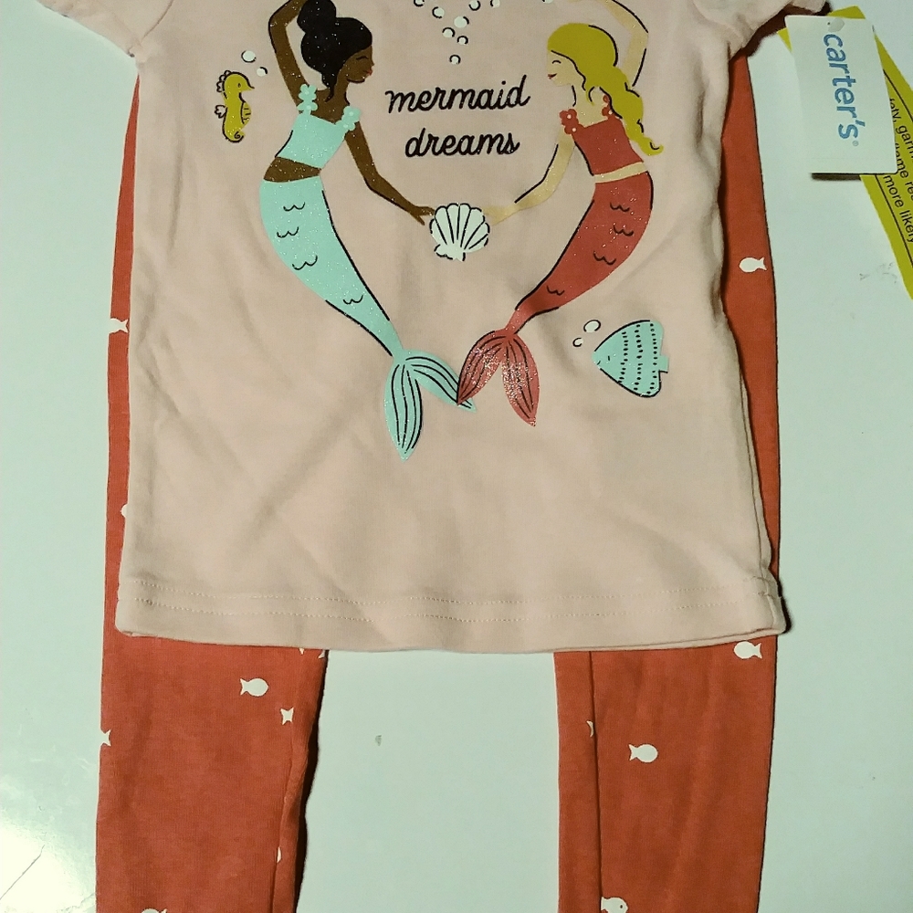 Carters Girls Mermaid Themed Cotton 4 piec Pajamas